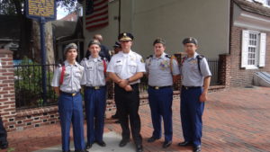 Frankford HS Jr. ROTC along with the Philadelphia Fire Commissioner Adam Thiel after flag folding ceremony are pictured above. 